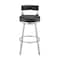 Armen Living Lynof Swivel Counter Stool in Brushed Stainless Steel with Black Faux Leather 840254335455 - alternate 8